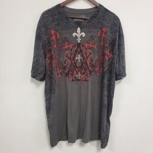 Archaic By Affliction Mens Short Sleeve Graphic T Shirt Size 3XL Gray Devilcore